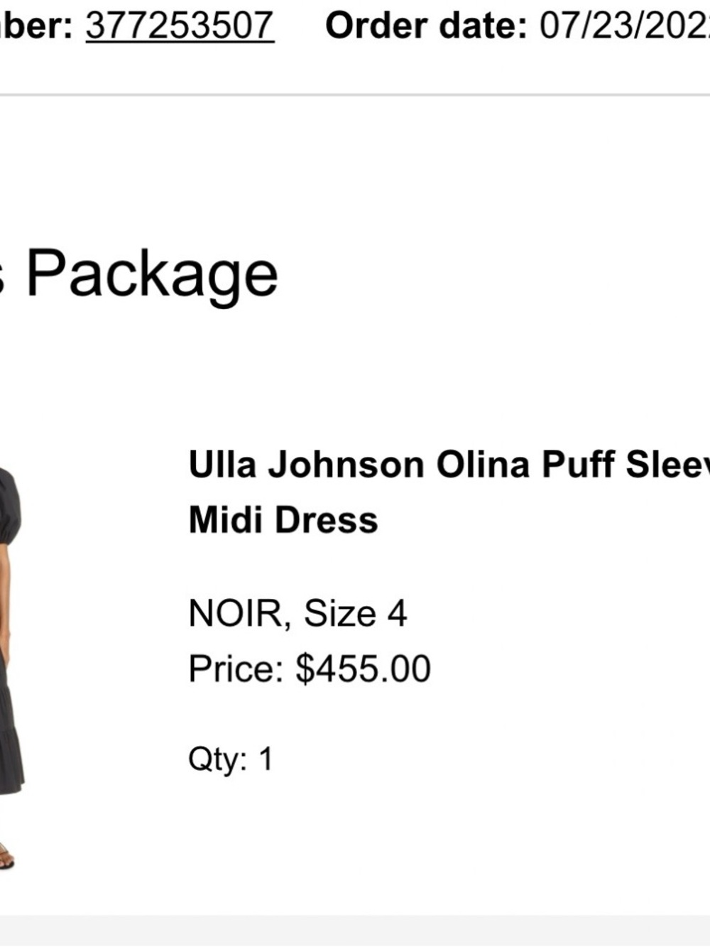 Ulla Johnson midi cotton black dress size 4. NWT - Picture 6 of 6